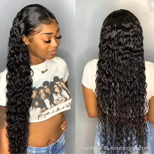 10a Long Curly Hair Swiss Lace Wig Vendor, 24 Inch Peruvian Human Hair Water Wave Pre Plucked HD Full 360 Lace Front Wig